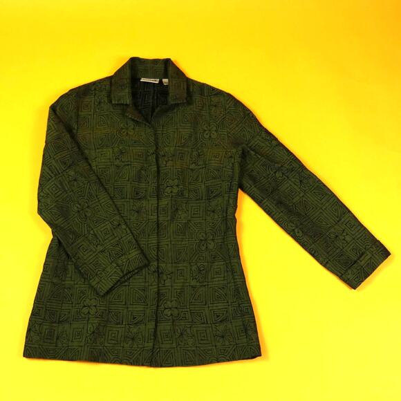 Vintage Chico's Green Patterned Button Up - Picture 1 of 3